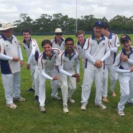 A group of cricket players all wearing IceRays Sun Sleeves for Maximum UV sun protection from the sun. Cricket 